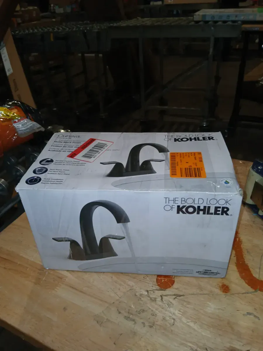 Cursiva 4 in. Centerset Double Handle Bathroom Faucet in Matte Black - image 4