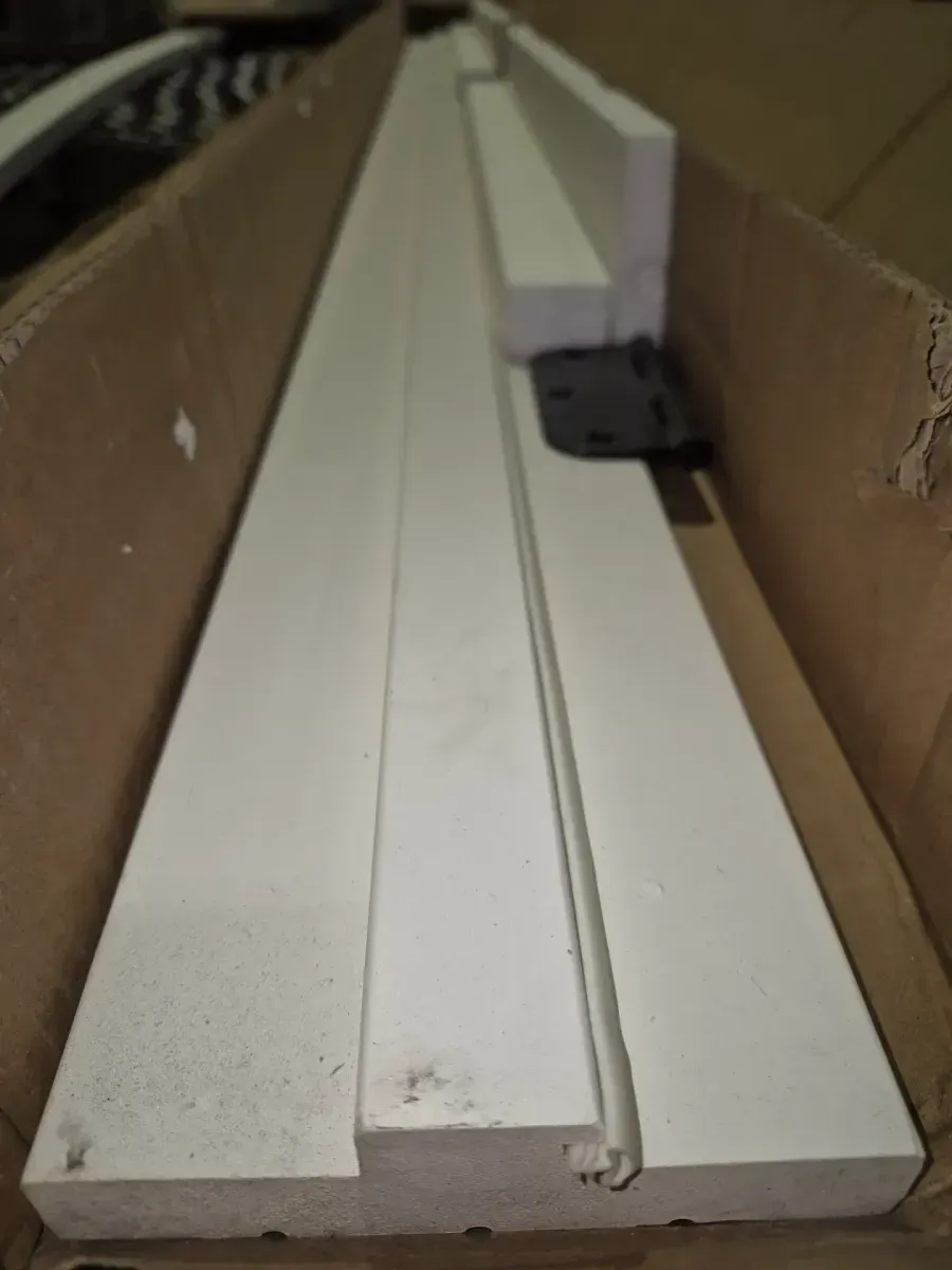 *** It is just the door frame; the door itself is not included.*** 72 in. x 80 in. Universal Handed 1/2-Lite Frosted Glass White Solid Core French Door with Quick Assemble Jamb - image 3