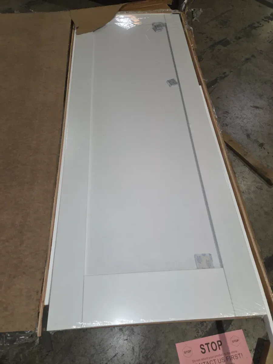 30in. x 80 in. 1-Lite Frosted Glass Right Handed White Solid Core Glass Single Prehung Interior Door with Weatherstrip - image 1