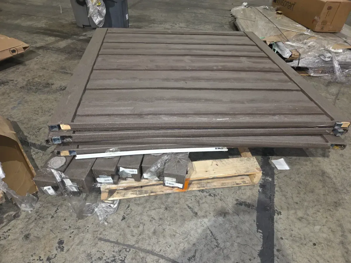 *** (pallet of 6 post and 4composite privacy Fence Panel)*** 5 in. x 5 in. x 8-1/2 ft. Dark/ Walnut Brown Composite Fence Corner Post ,Ashland 6 ft. x 6 ft. Dark/Walnut Brown Composite Privacy Fence Panel - image 3