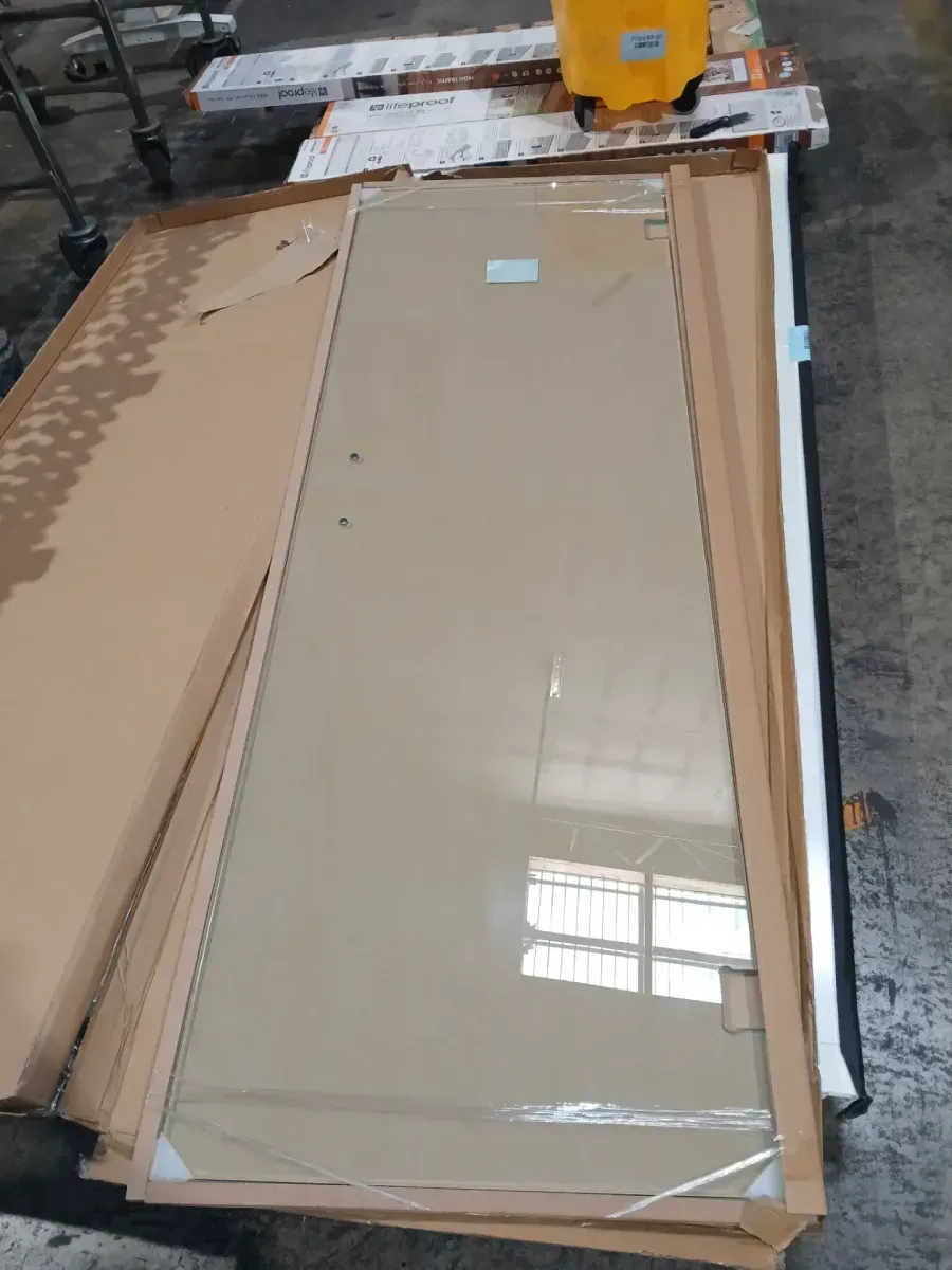 25 in. W x 46.5 in. D x 78 in. H Pivot Frameless Corner Shower Enclosure in Brushed Nickel Finish with Clear Glass - image 2