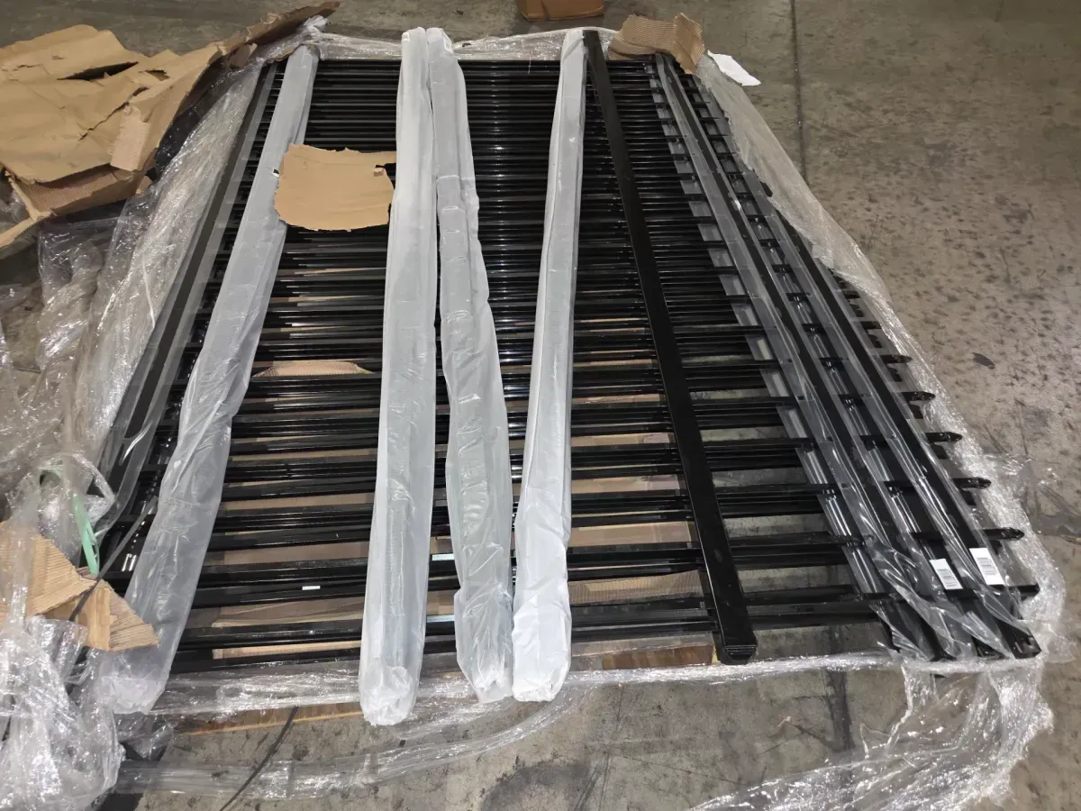 *** pallet of 5 Fence panels and 5 metal fence pots)*** 2 in. x 2 in. x 8 ft. Steel Flat Top Blank Metal Fence Post F D with Post Cap pack),6 ft. x 8 ft. Heavy-Duty Steel Spaced Bar Pointed Pinnacle Metal Fence Panel (Single Panel) - image 2