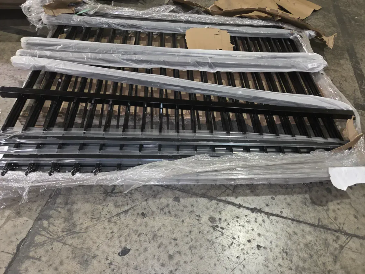 *** pallet of 5 Fence panels and 5 metal fence pots)*** 2 in. x 2 in. x 8 ft. Steel Flat Top Blank Metal Fence Post F D with Post Cap pack),6 ft. x 8 ft. Heavy-Duty Steel Spaced Bar Pointed Pinnacle Metal Fence Panel (Single Panel) - image 4