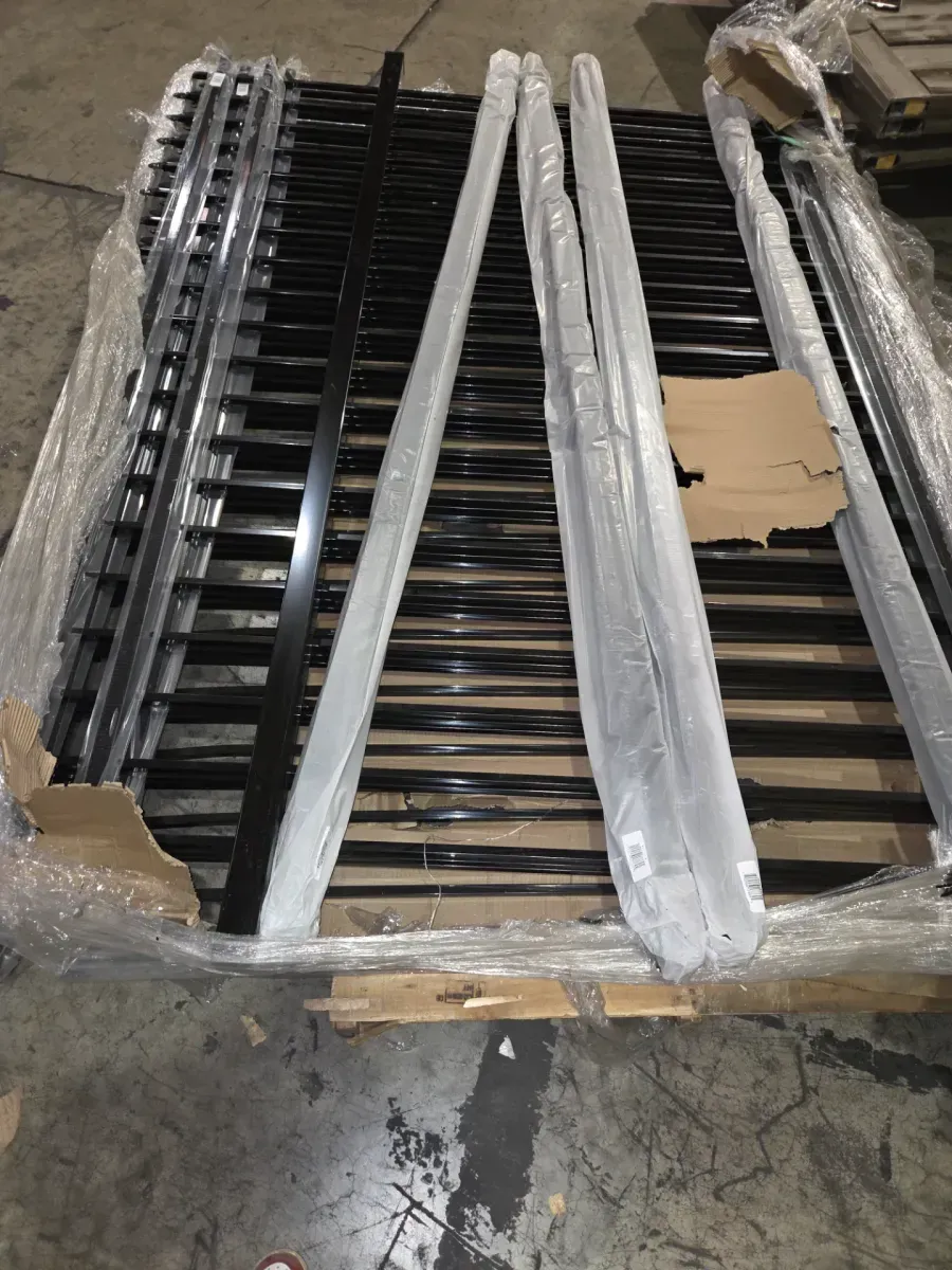 *** pallet of 5 Fence panels and 5 metal fence pots)*** 2 in. x 2 in. x 8 ft. Steel Flat Top Blank Metal Fence Post F D with Post Cap pack),6 ft. x 8 ft. Heavy-Duty Steel Spaced Bar Pointed Pinnacle Metal Fence Panel (Single Panel) - image 5
