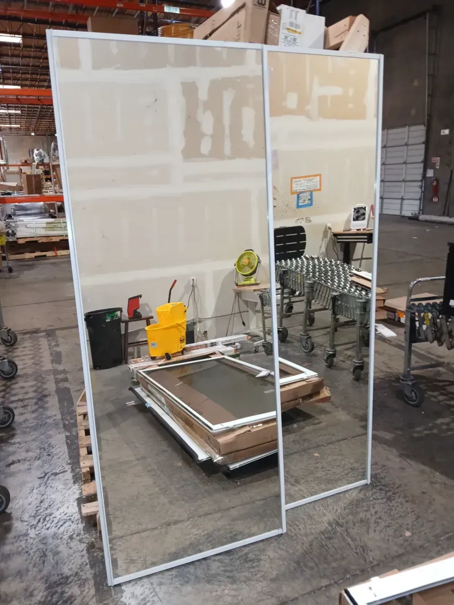 *** It only comes with the glass doors*** 60 in. x 78 in. Concord Brushed Nickel Aluminum Frame Mirrored Interior Sliding Closet Door - image 4