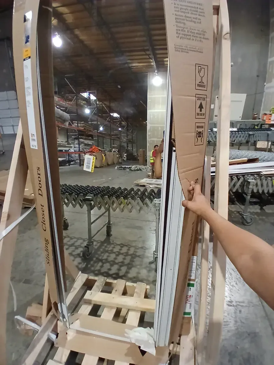 47 in. x 80 1/2 in. Savoy White Steel Frame Mirrored Interior Sliding Closet Door - image 2