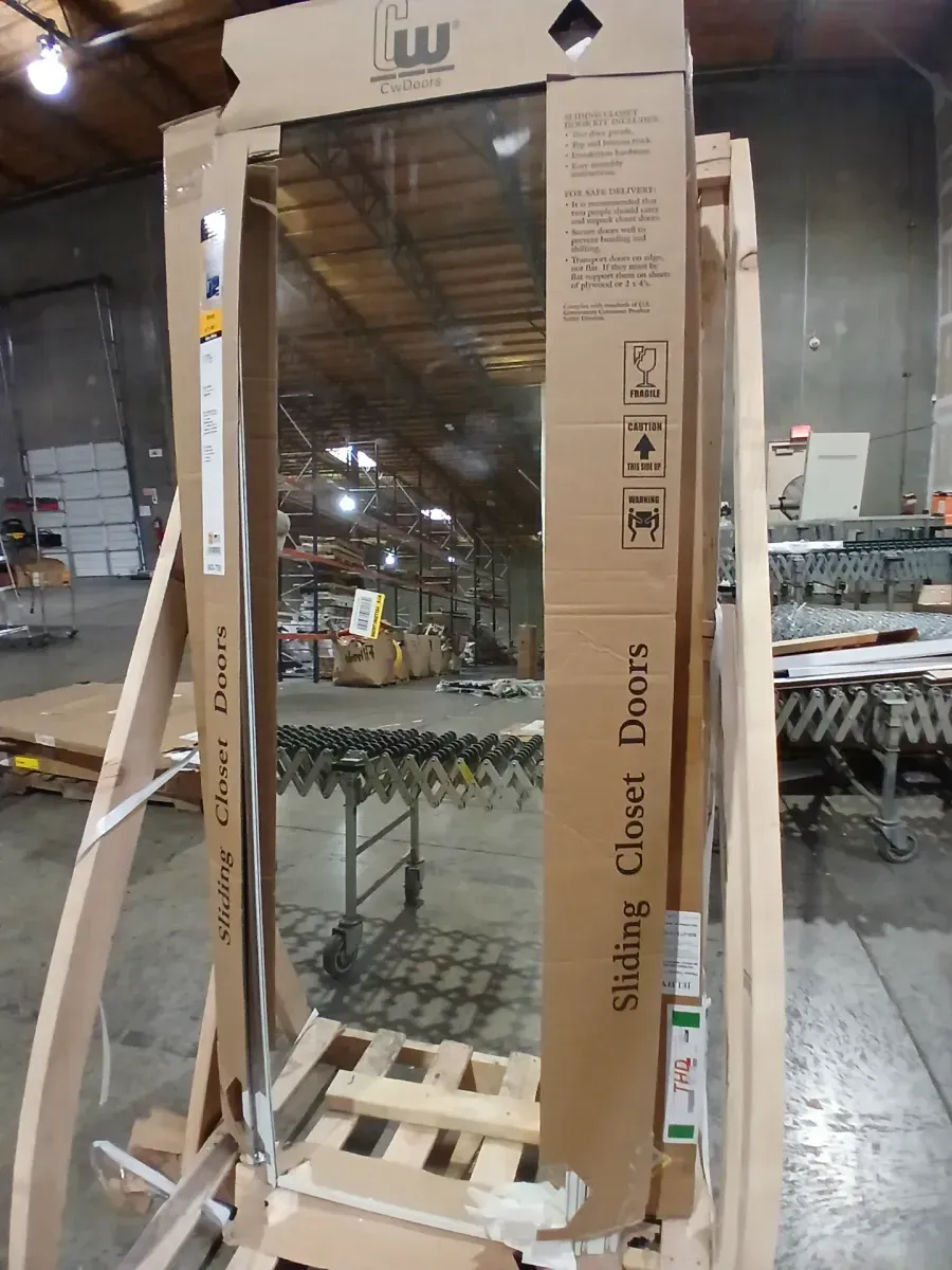 47 in. x 80 1/2 in. Savoy White Steel Frame Mirrored Interior Sliding Closet Door - image 3