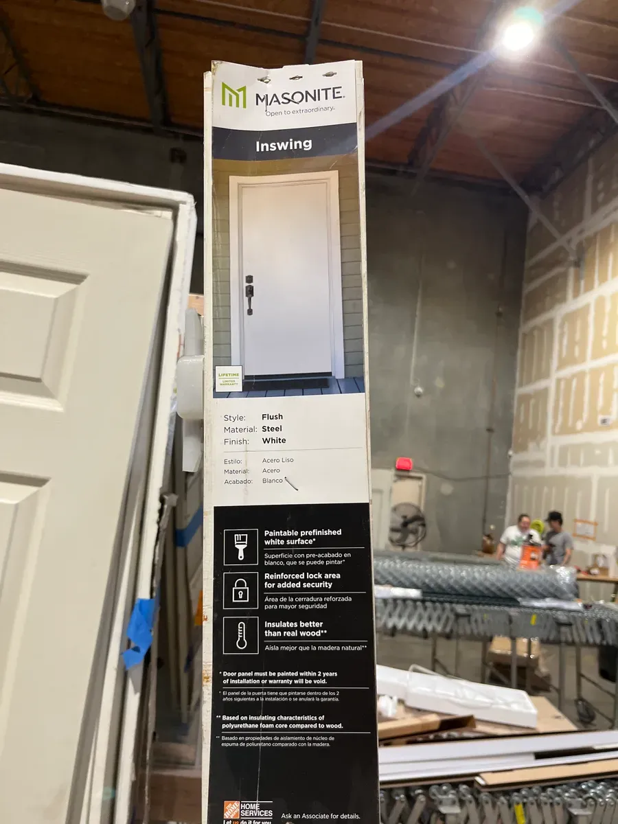 30 in. x 80 in. Left-Hand/Inswing Premium Flush Primed Steel Prehung Front Door No Brickmold - image 3