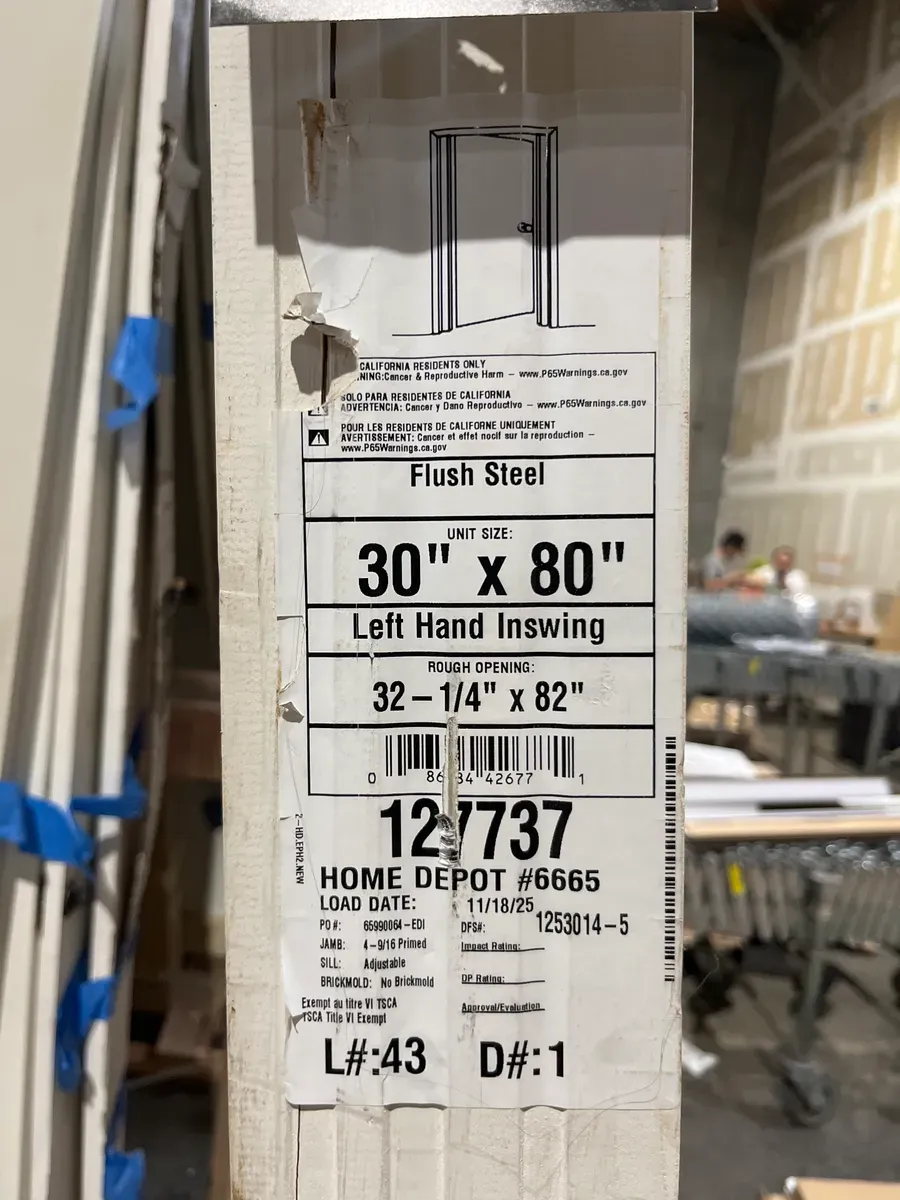 30 in. x 80 in. Left-Hand/Inswing Premium Flush Primed Steel Prehung Front Door No Brickmold - image 4