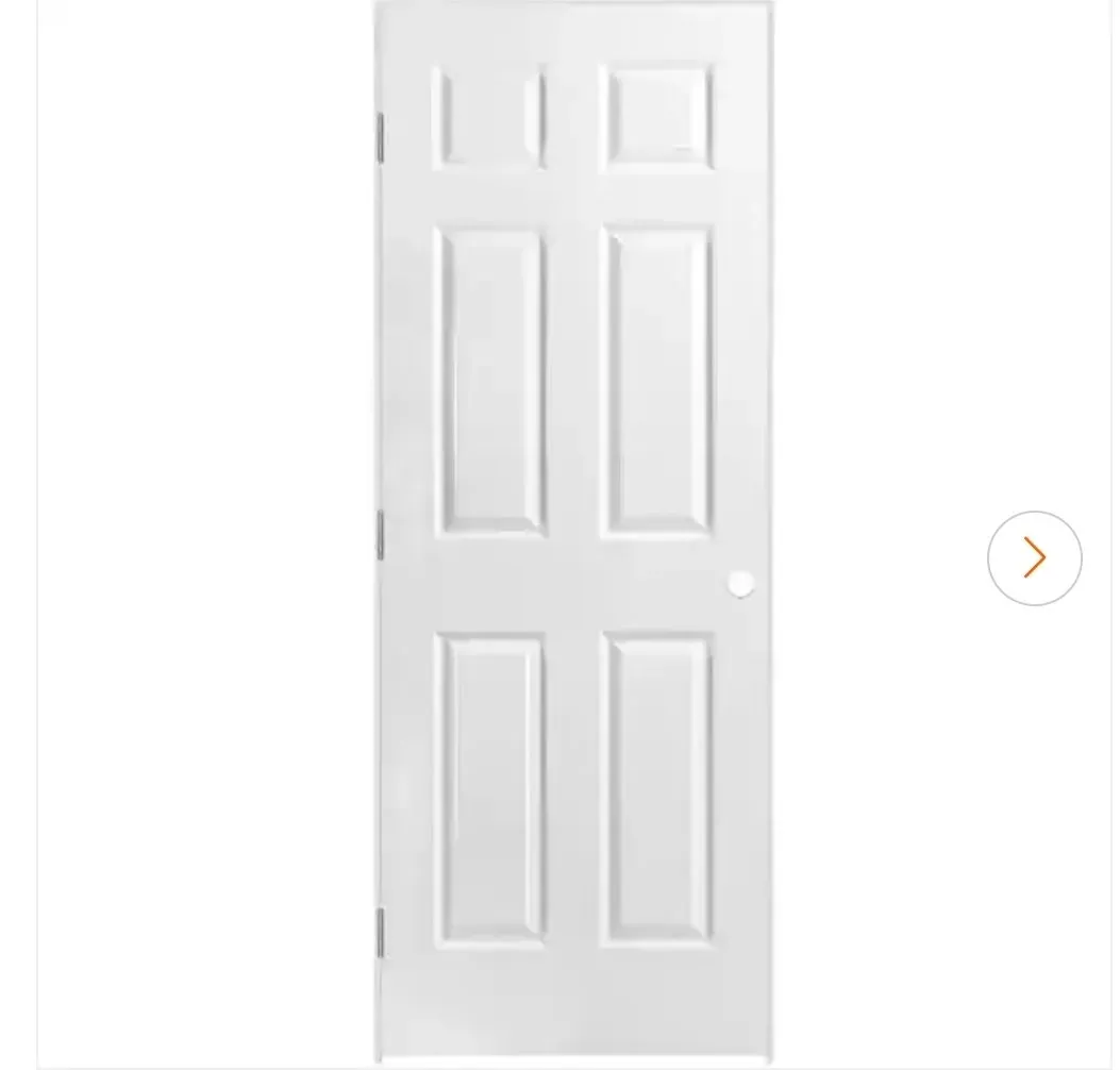 *** With frame *** Masonite 30 in. x 80 in. 6 Panel Right-Handed Primed Composite Hollow Core Single Prehung Interior Door 4-9/16 in. Flat Jamb - image 1