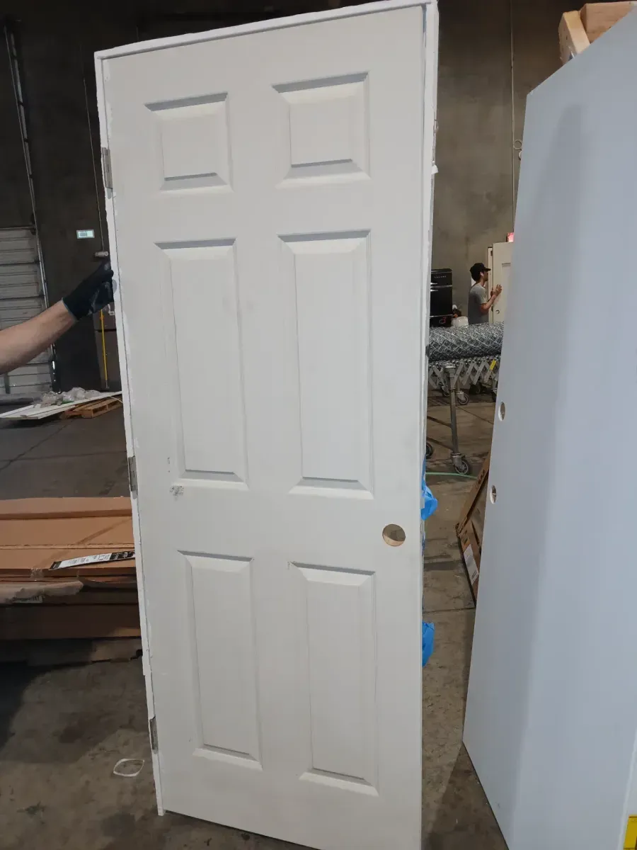 *** With frame *** Masonite 30 in. x 80 in. 6 Panel Right-Handed Primed Composite Hollow Core Single Prehung Interior Door 4-9/16 in. Flat Jamb - image 5