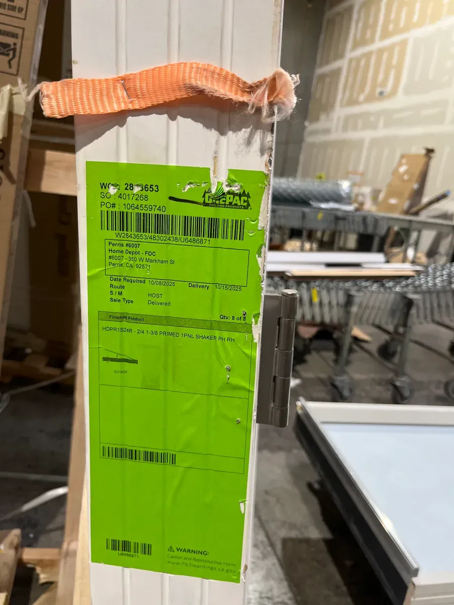 *** It has some stains but everything is fine ***28 in. x 80 in. 1 Panel Left-Handed Primed Composite Solid Core Single Prehung Interior Door 4-9/16 in. Flat Jamb - image 3