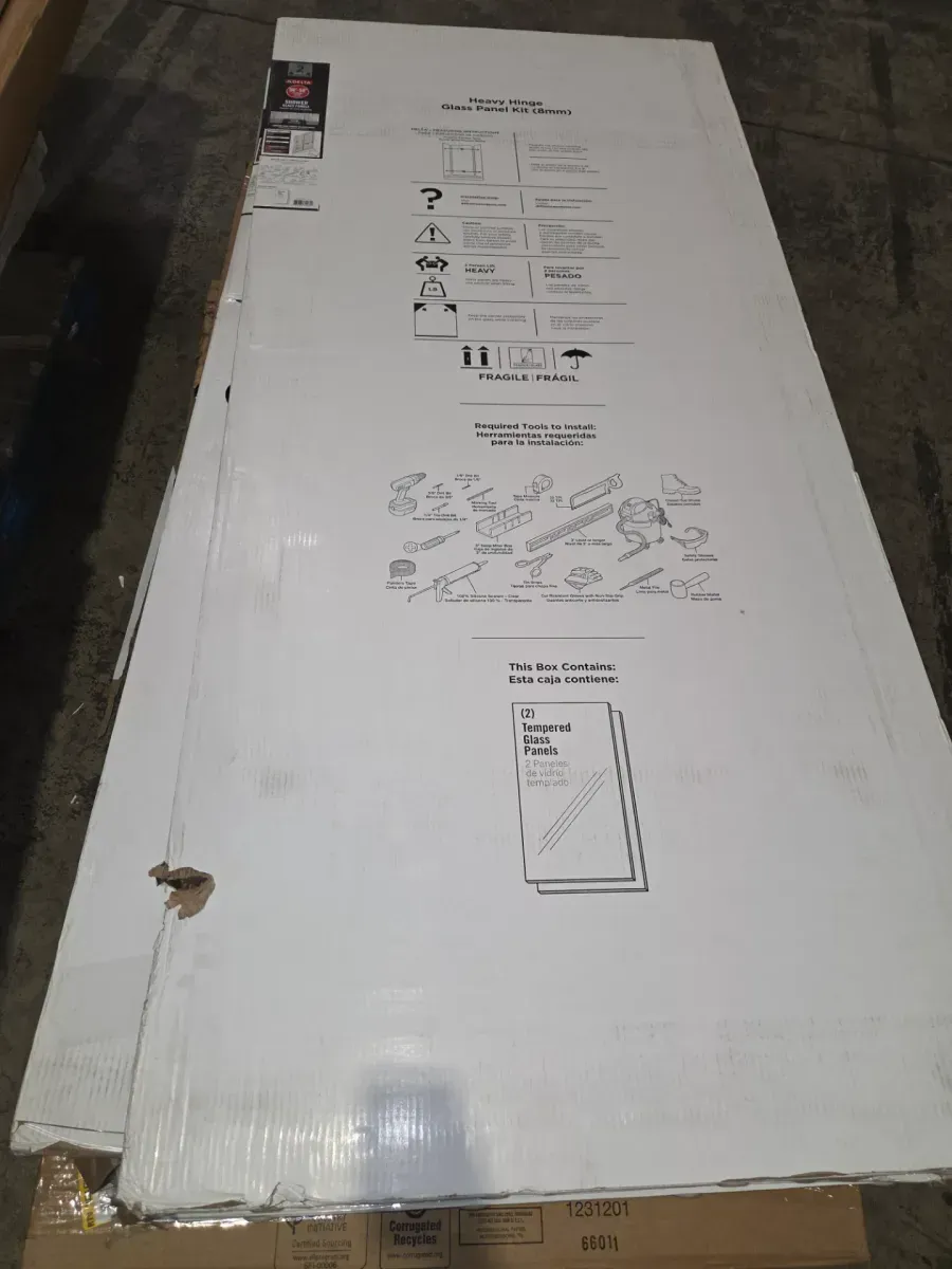 Heavy Hinge 29.53 in. W x 72 in. H x 5/16 in. (8 mm) Pivot Shower Door Glass Panels in Clear Glass (For 54-56 in. Doors) - image 3