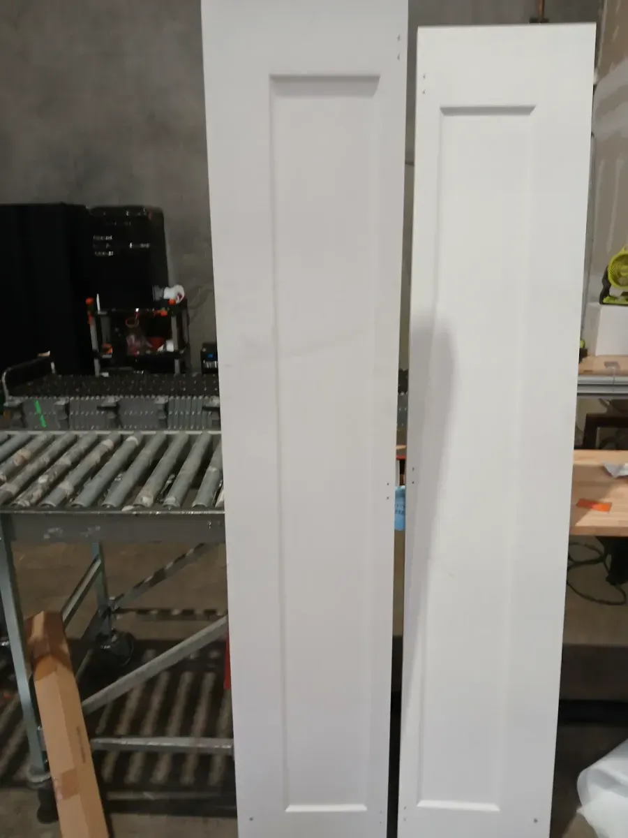 32 in. x 84 in. Paneled 1-Lite White Primed MDF Composite Bi-fold Sliding Barn Door with Hardware Kit and Handle - image 2