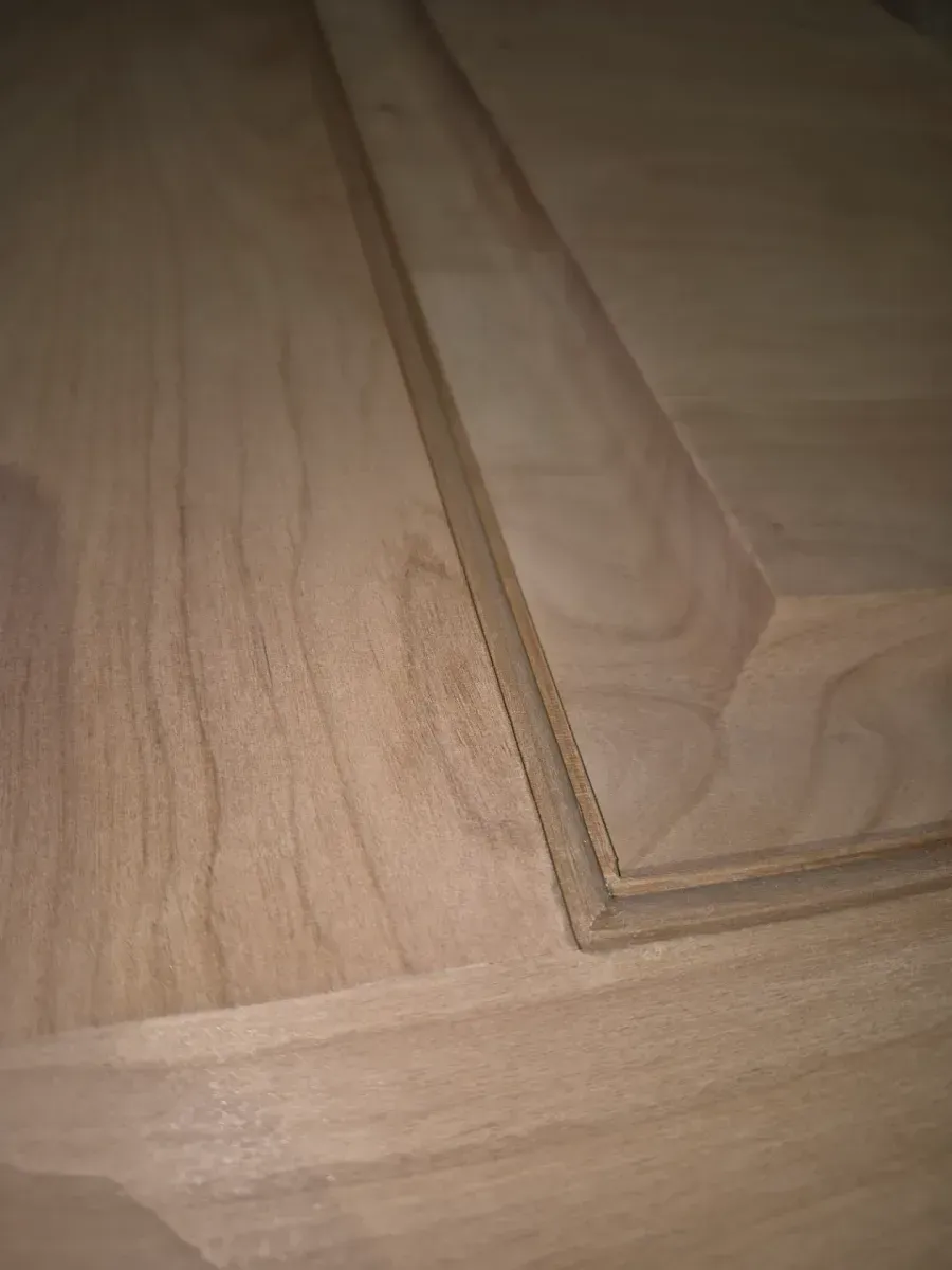 48 in. x 96 in. Rustic Knotty Alder 2-Panel Top Rail Arch Unfinished Wood Front Door Slab - image 4