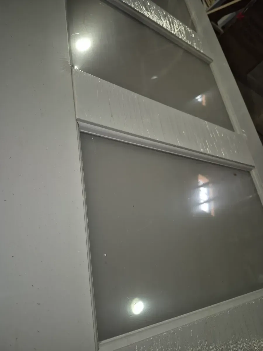 30 in. x 80 in. 5-Lite Tempered Clear Glass White Solid Core Primed Wood Interior Door Slab - image 3