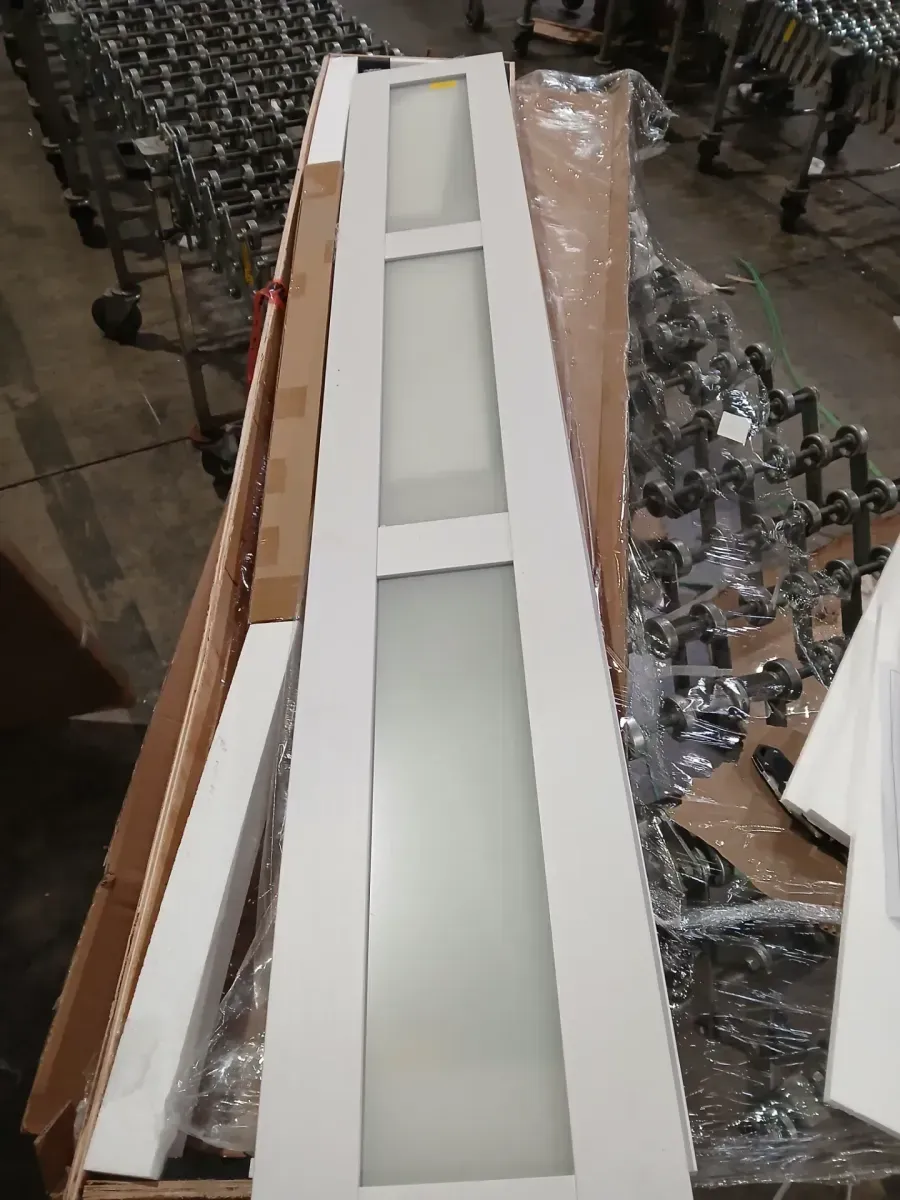 24 in. x 80 in. 3-Lite Tempered Frosted Glass and Solid Core White Finished MDF Closet Bi-Fold Door with Hardware - image 2