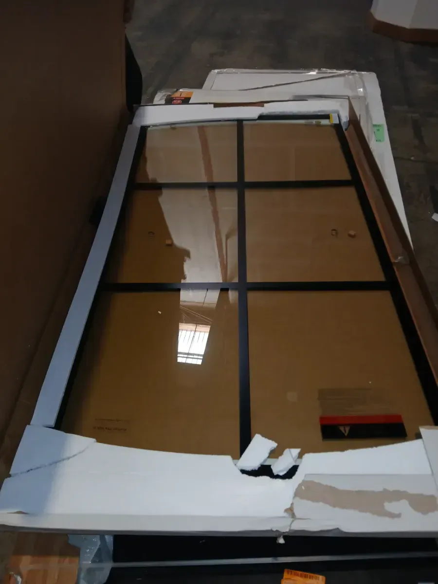 Everly Contemporary 58-1/2 in. W x 60-1/8 in. H Frameless Sliding Bathtub Door, Matte Black with Patterned Ingot Glass - image 4