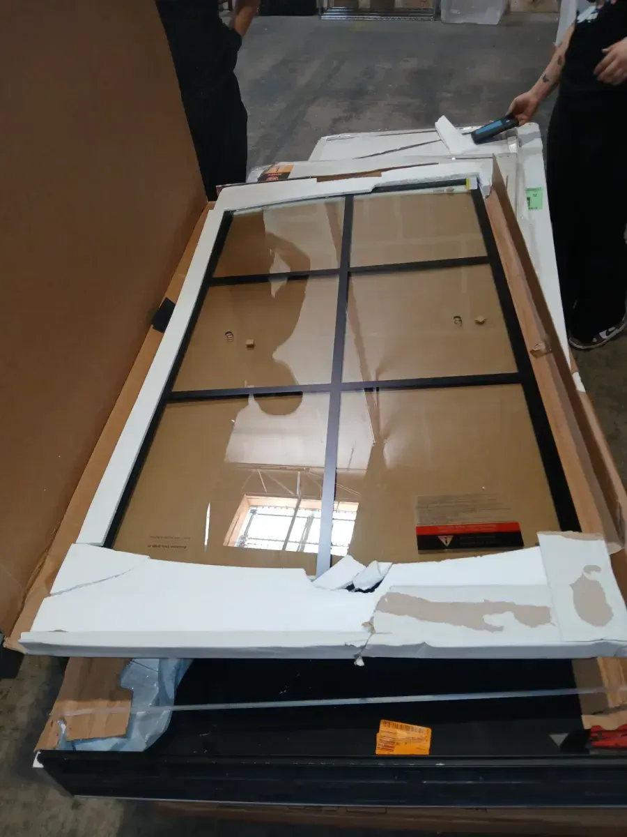 Everly Contemporary 58-1/2 in. W x 60-1/8 in. H Frameless Sliding Bathtub Door, Matte Black with Patterned Ingot Glass - image 2