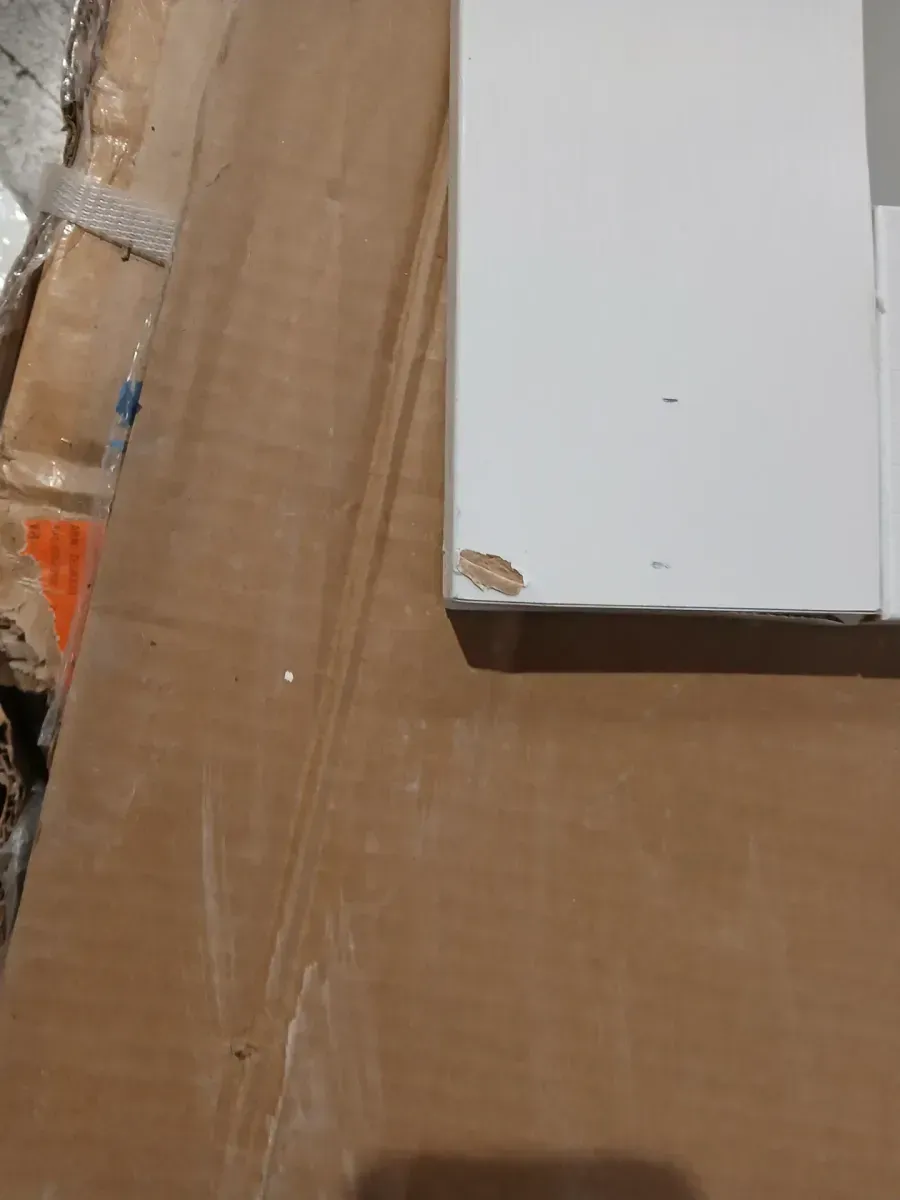 **side is damge faling apart**31n. x 78in. 3 Frosted Glass Solid Core White Finished Interior Barn Door Slab - image 7