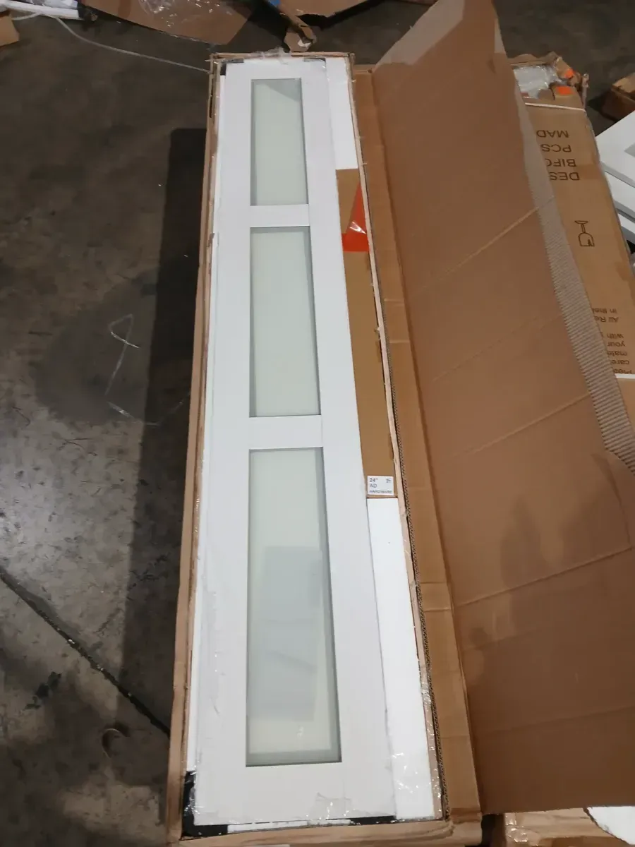 24 in. x 80 in. 3-Lite Tempered Frosted Glass and Solid Core White Finished MDF Closet Bi-Fold Door with Hardware - image 3