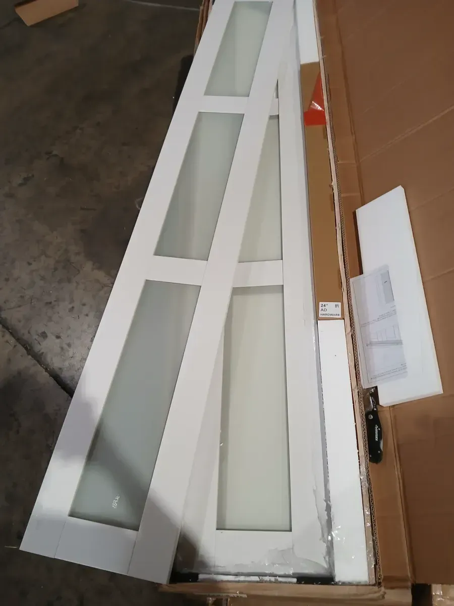 24 in. x 80 in. 3-Lite Tempered Frosted Glass and Solid Core White Finished MDF Closet Bi-Fold Door with Hardware - image 4