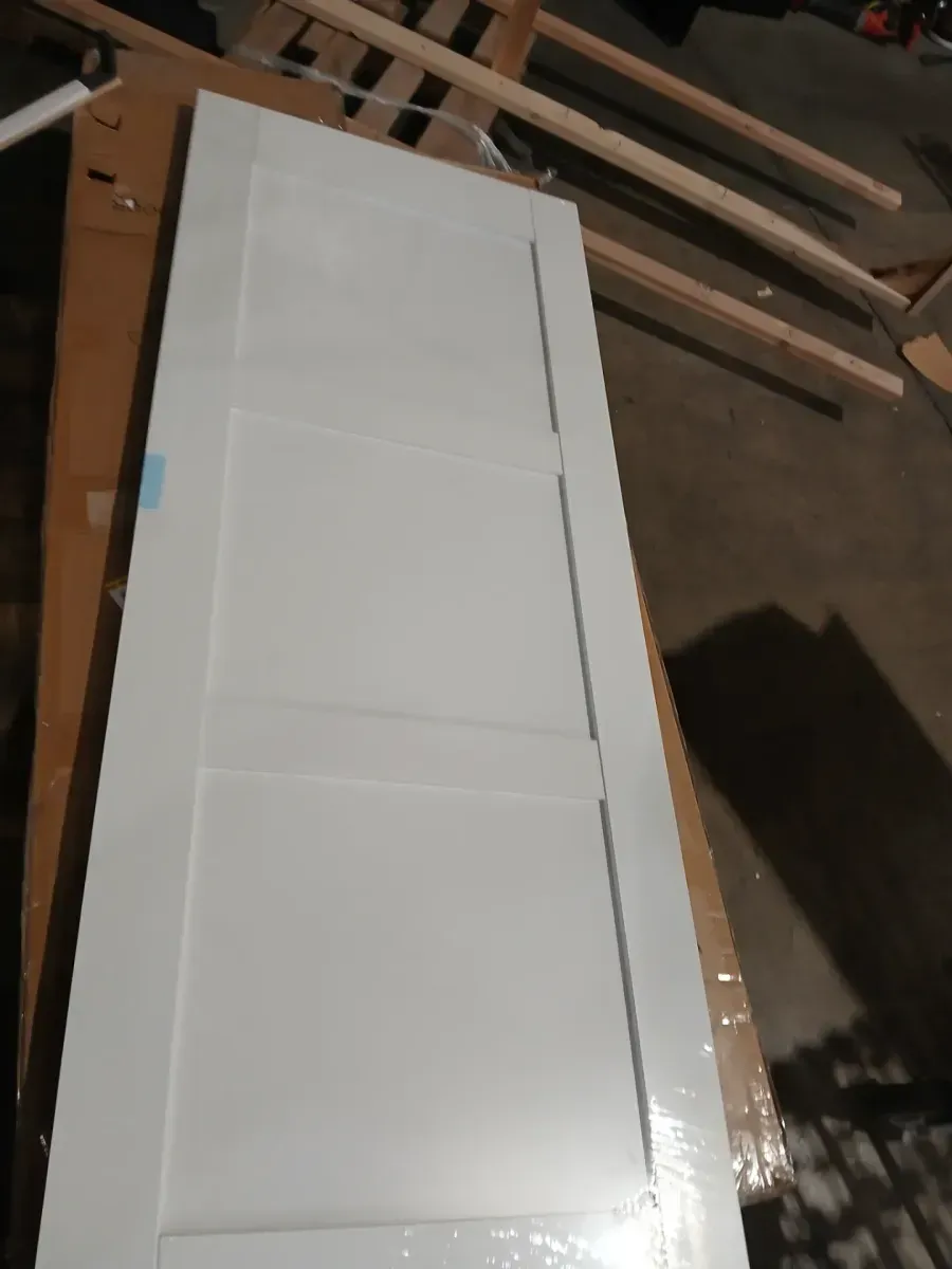 ARK DESIGN 32 in. x 80 in. 3-Paneled White Primed Wood Pocket Door with Steel Frame and Hardware (Soft Close and Black Lock Incl) - image 4