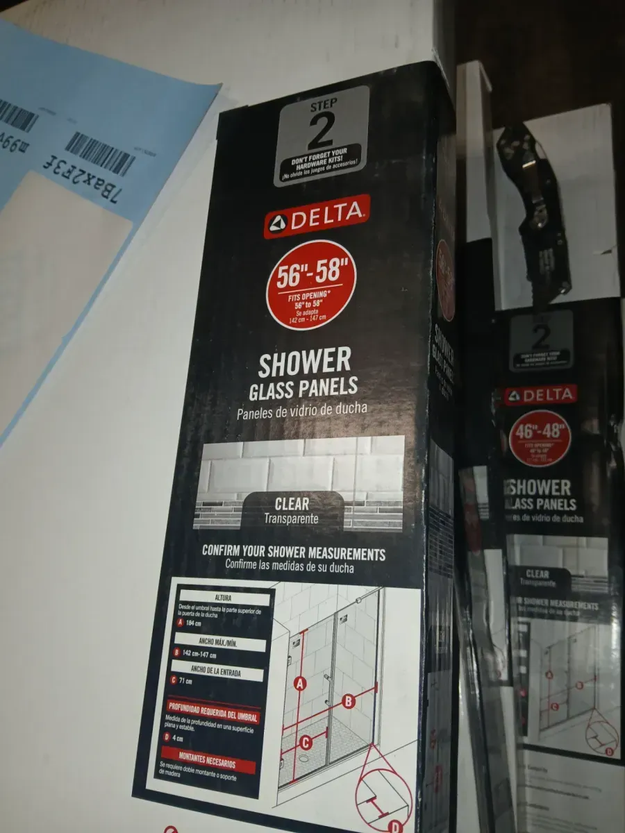 Delta Heavy Hinge 29.53 in. W x 72 in. H x 5/16 in. (8 mm) Pivot Shower Door Glass Panels in Clear Glass (For 56-58 in. Doors) - image 2