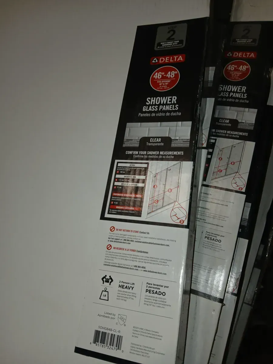 Delta Heavy Hinge 29.53 in. W x 72 in. H x 5/16 in. (8 mm) Pivot Shower Door Glass Panels in Clear Glass (For 46-48 in. Doors) - image 2