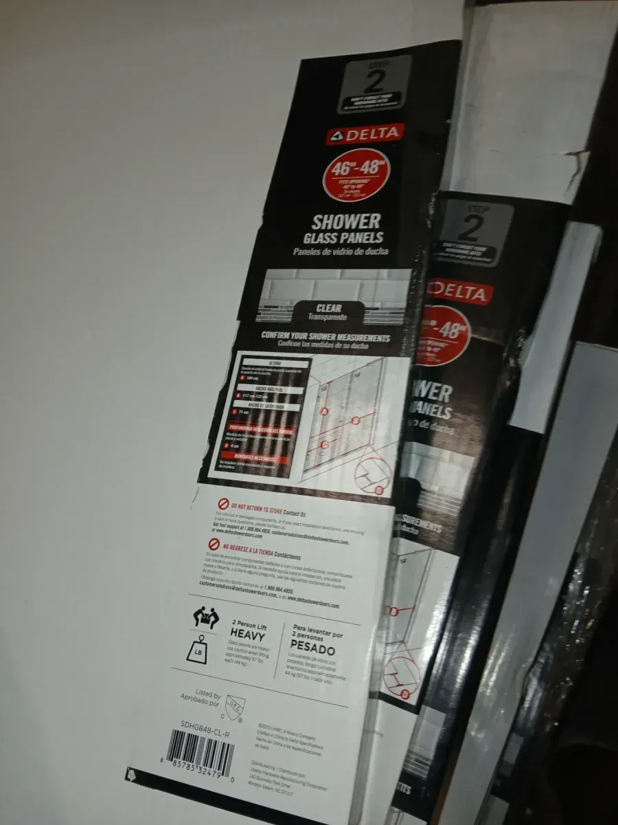 Delta Heavy Hinge 29.53 in. W x 72 in. H x 5/16 in. (8 mm) Pivot Shower Door Glass Panels in Clear Glass (For 46-48 in. Doors) - image 3