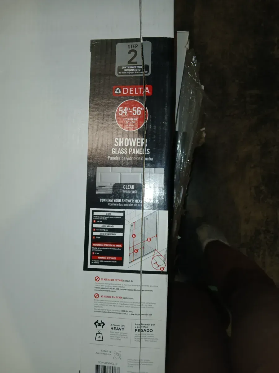 Delta Heavy Hinge 29.53 in. W x 72 in. H x 5/16 in. (8 mm) Pivot Shower Door Glass Panels in Clear Glass (For 54-56 in. Doors) - image 4