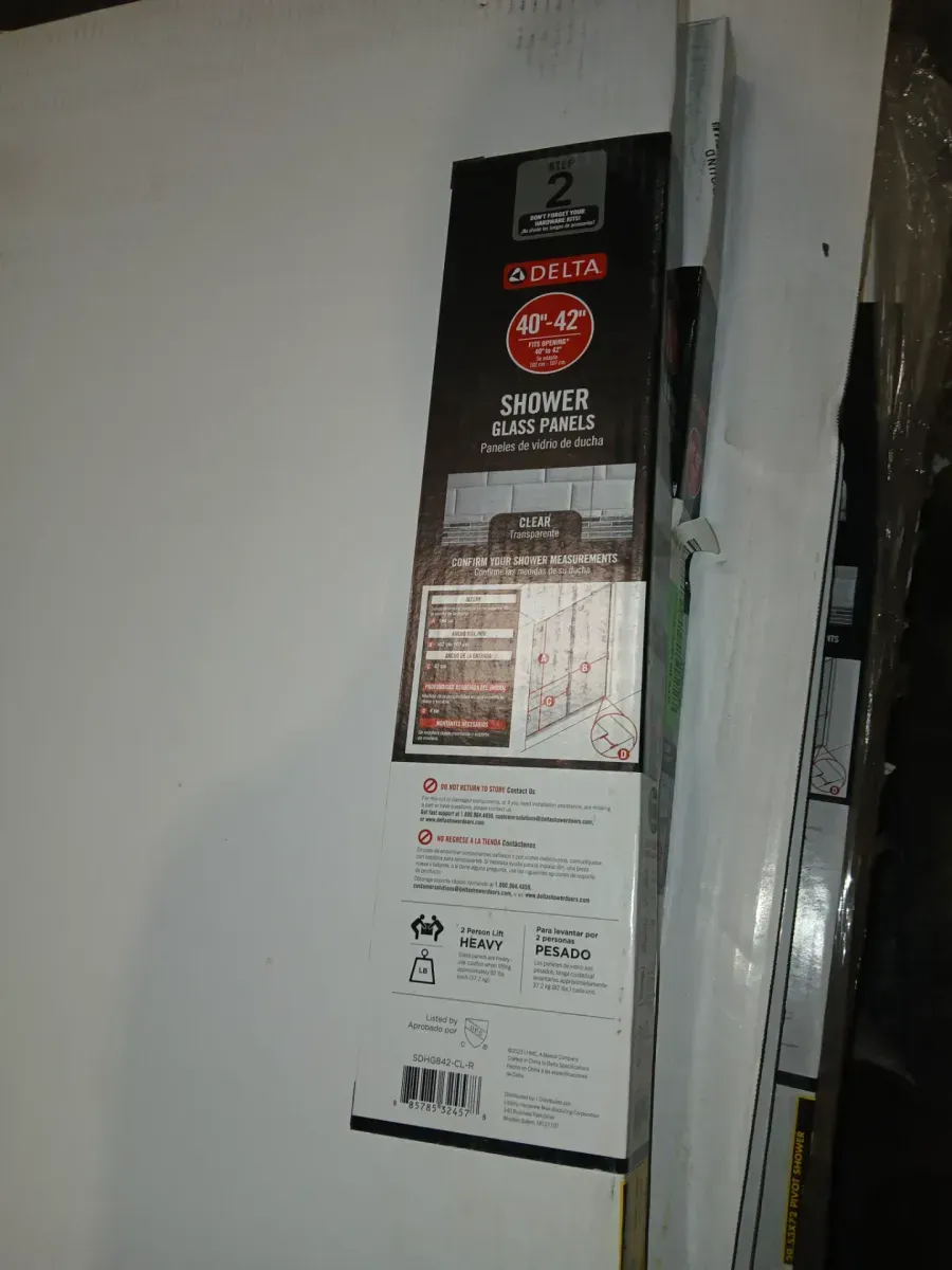 Delta Heavy Hinge 26.57 in. W x 72 in. H x 5/16 in. (8 mm) Pivot Shower Door Glass Panels in Clear Glass (For 40-42 in. Doors) - image 3