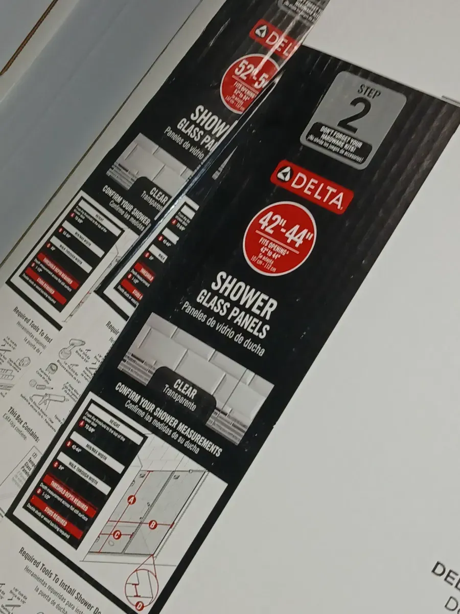 Delta Heavy Hinge 26.57 in. W x 72 in. H x 5/16 in. (8 mm) Pivot Shower Door Glass Panels in Clear Glass (For 42-44 in. Doors) - image 3