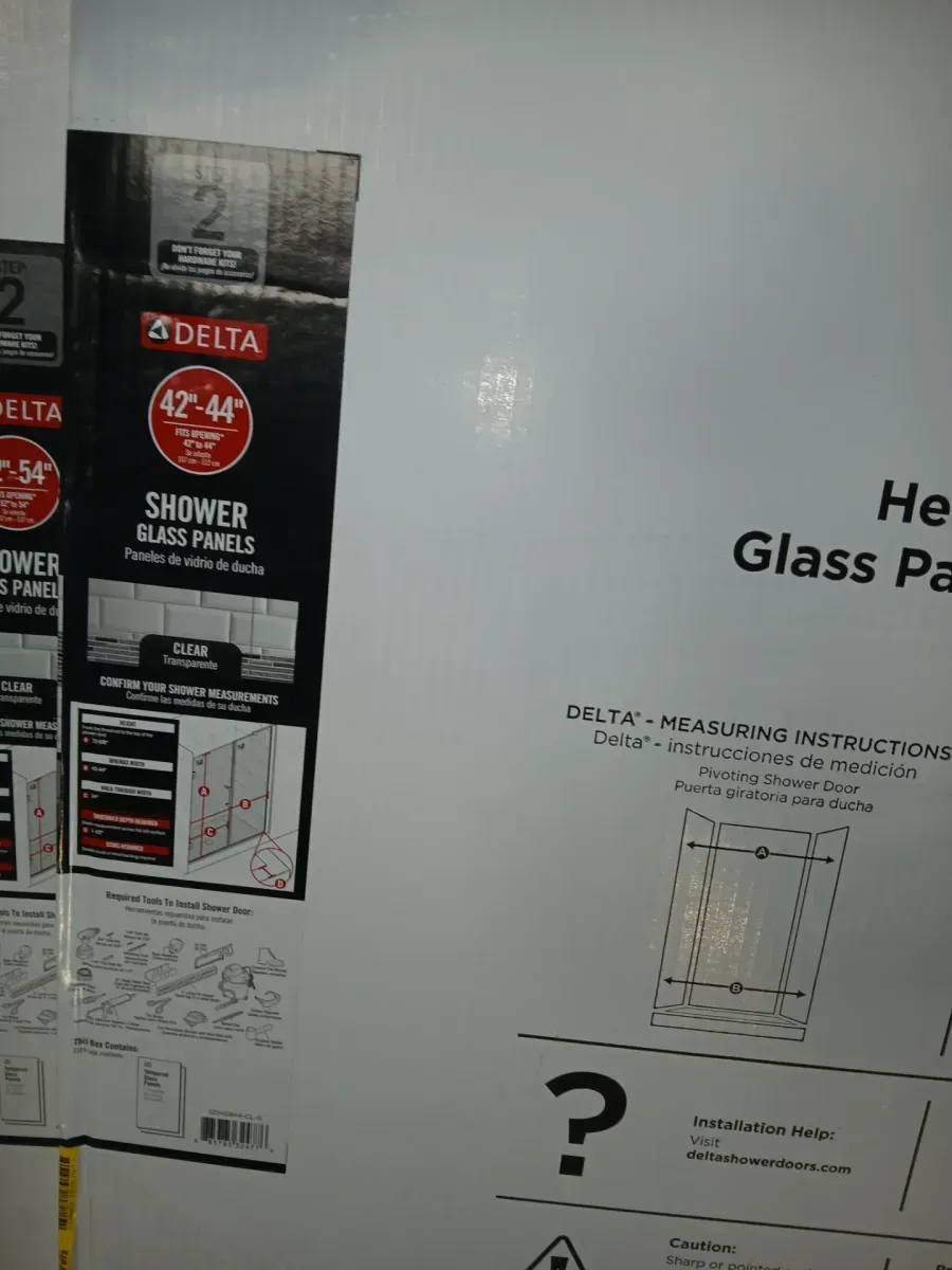 Delta Heavy Hinge 26.57 in. W x 72 in. H x 5/16 in. (8 mm) Pivot Shower Door Glass Panels in Clear Glass (For 42-44 in. Doors) - image 3