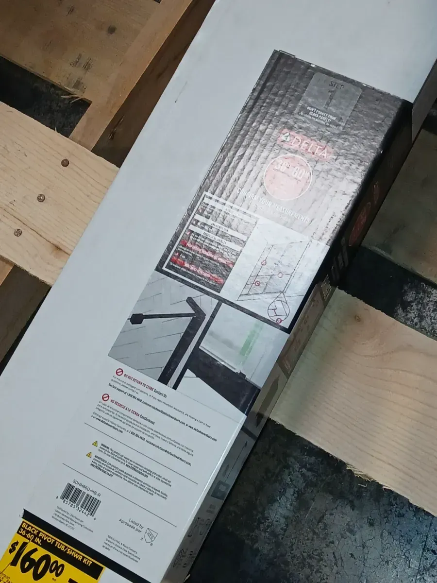 Delta Bridger Heavy Hinge 9.84 in. W x 3 in. D Frameless Pivot Shower/Tub Hardware Assembly Kit in Black (For 36-60 in. Doors) - image 3