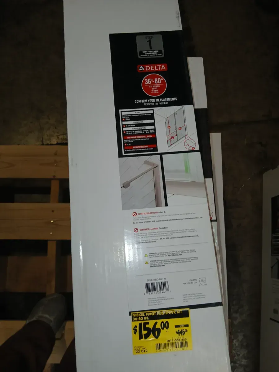 Delta Bridger Heavy Hinge 9.84 in. W x 3 in. D Frameless Pivot Shower/Tub Hardware Assembly Kit, Nickel (For 36-60 in. Doors) - image 2