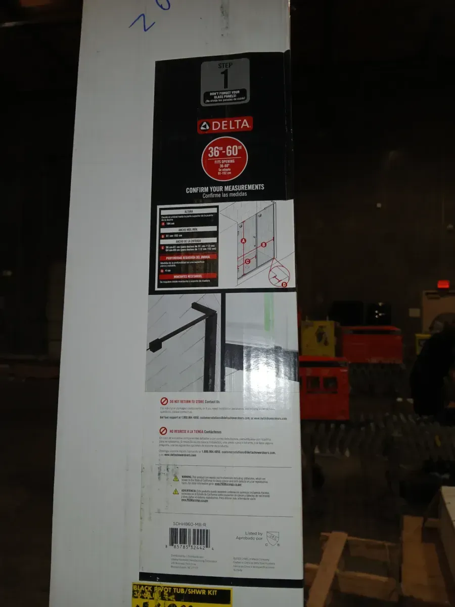 Delta Bridger Heavy Hinge 9.84 in. W x 3 in. D Frameless Pivot Shower/Tub Hardware Assembly Kit in Black (For 36-60 in. Doors) - image 3