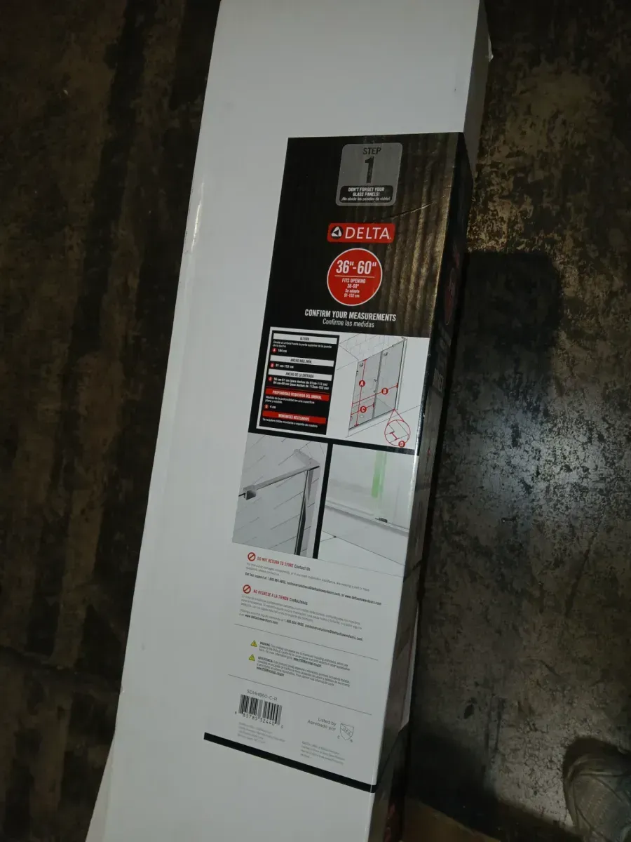 Delta Bridger Heavy Hinge 9.84 in. W x 3 in. D Frameless Pivot Shower/Tub Hardware Assembly Kit, Chrome (For 36-60 in. Doors) - image 3