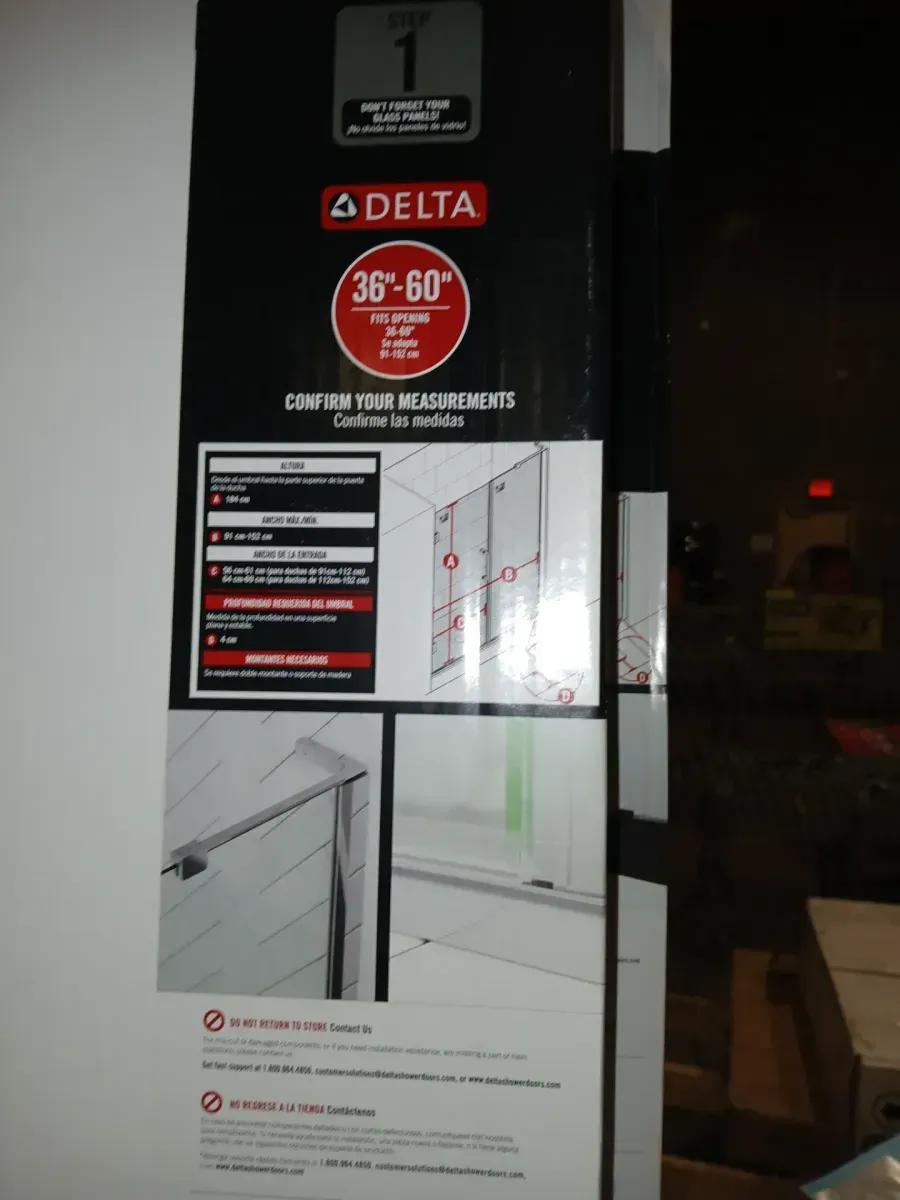 Delta Bridger Heavy Hinge 9.84 in. W x 3 in. D Frameless Pivot Shower/Tub Hardware Assembly Kit, Chrome (For 36-60 in. Doors) - image 3