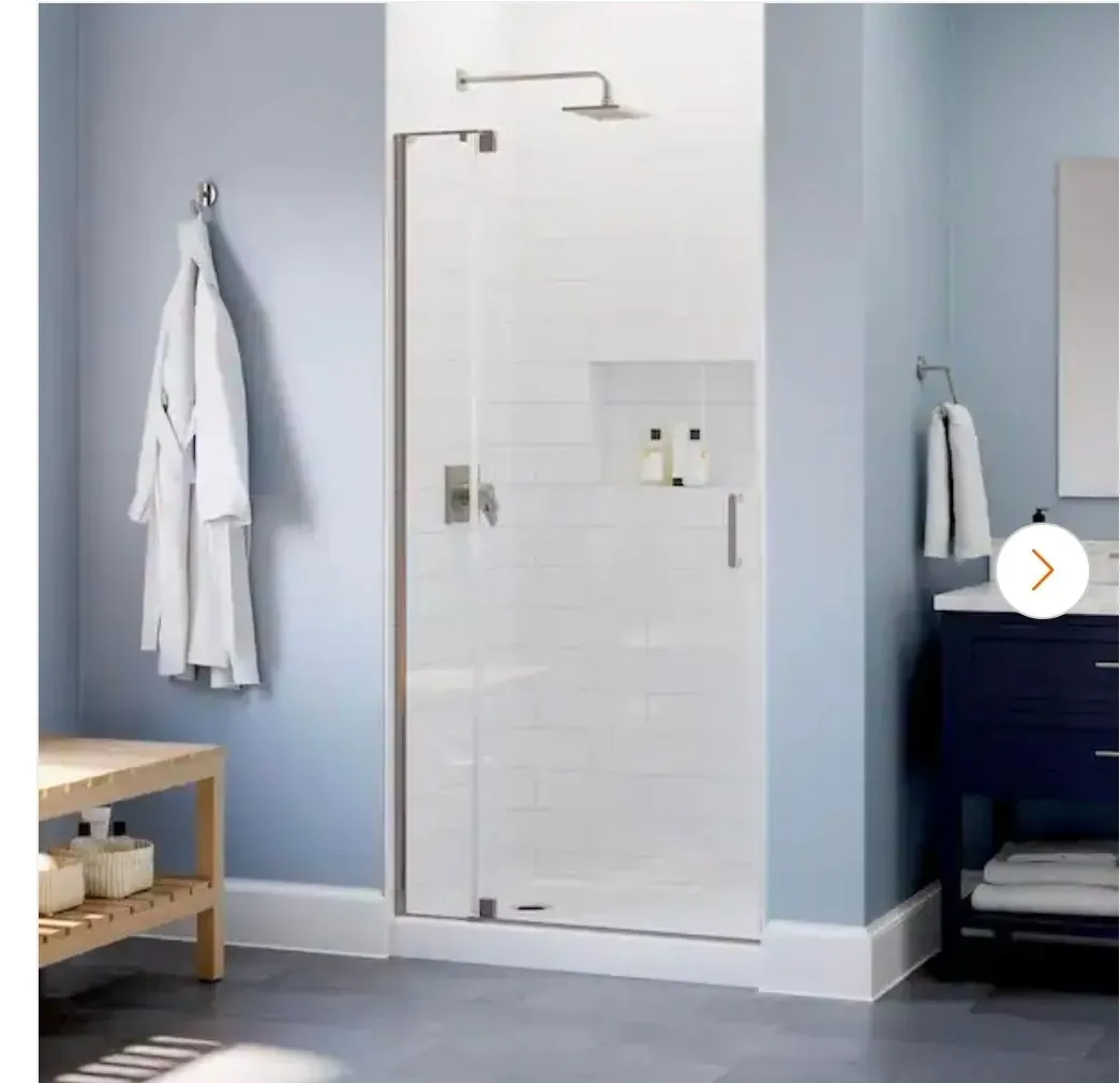 Delta Wilder 30 to 36 in. W x 71-3/4 in. H Frameless Pivoting Shower Door in Nickel with 1/4 in. Clear Glass - image 1