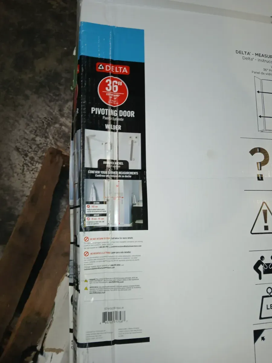 Delta Wilder 30 to 36 in. W x 71-3/4 in. H Frameless Pivoting Shower Door in Nickel with 1/4 in. Clear Glass - image 3