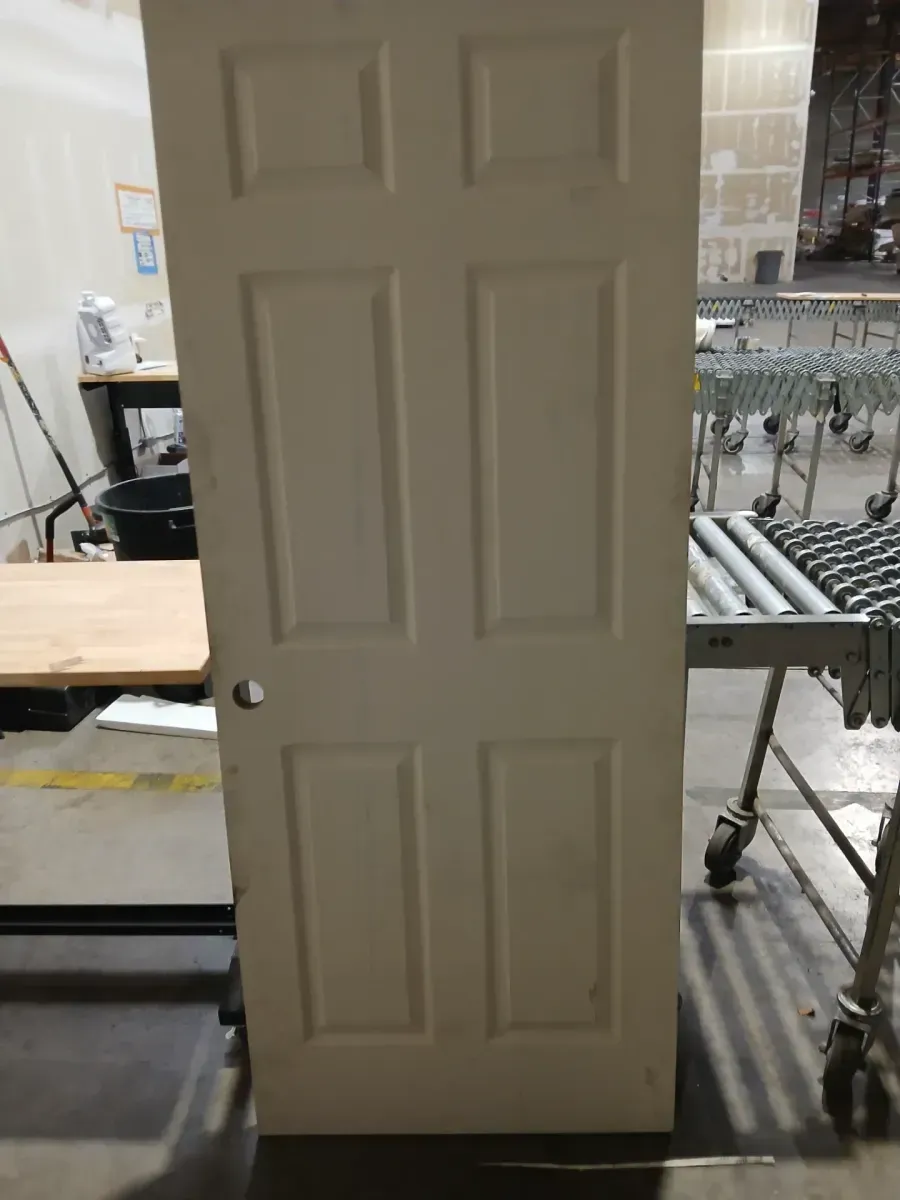 Masonite 32 in. x 80 in. 6 Panel Primed Textured Hollow Core Composite Interior Door Slab with Bore - image 2