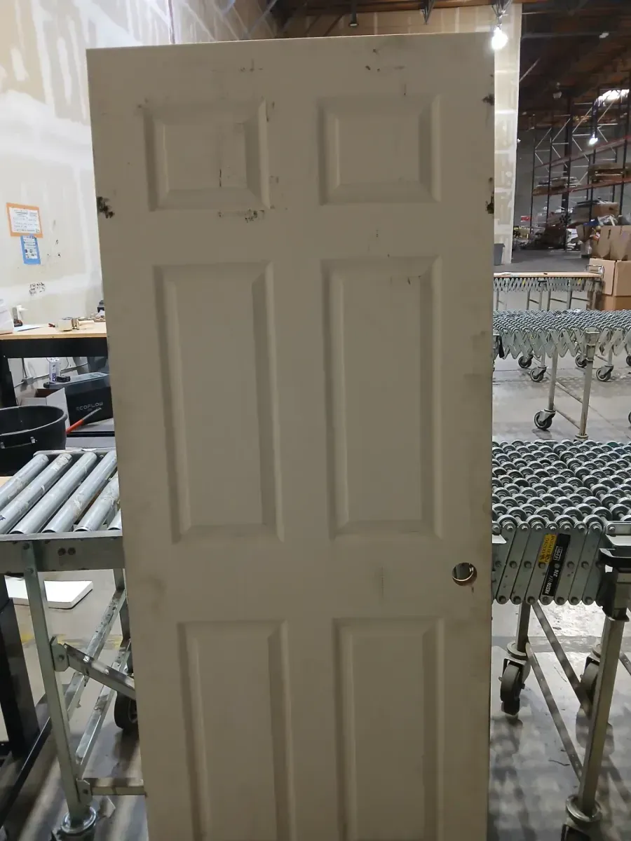 Masonite 32 in. x 80 in. 6 Panel Primed Textured Hollow Core Composite Interior Door Slab with Bore - image 3