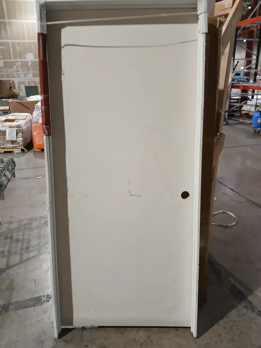 **has minor dents snd scratches **036 in. x 80 in. No Panel Left-Handed Primed Composite Hollow Core Single Prehung Interior Door 4-9/16 in. Flat Jamb - image 5