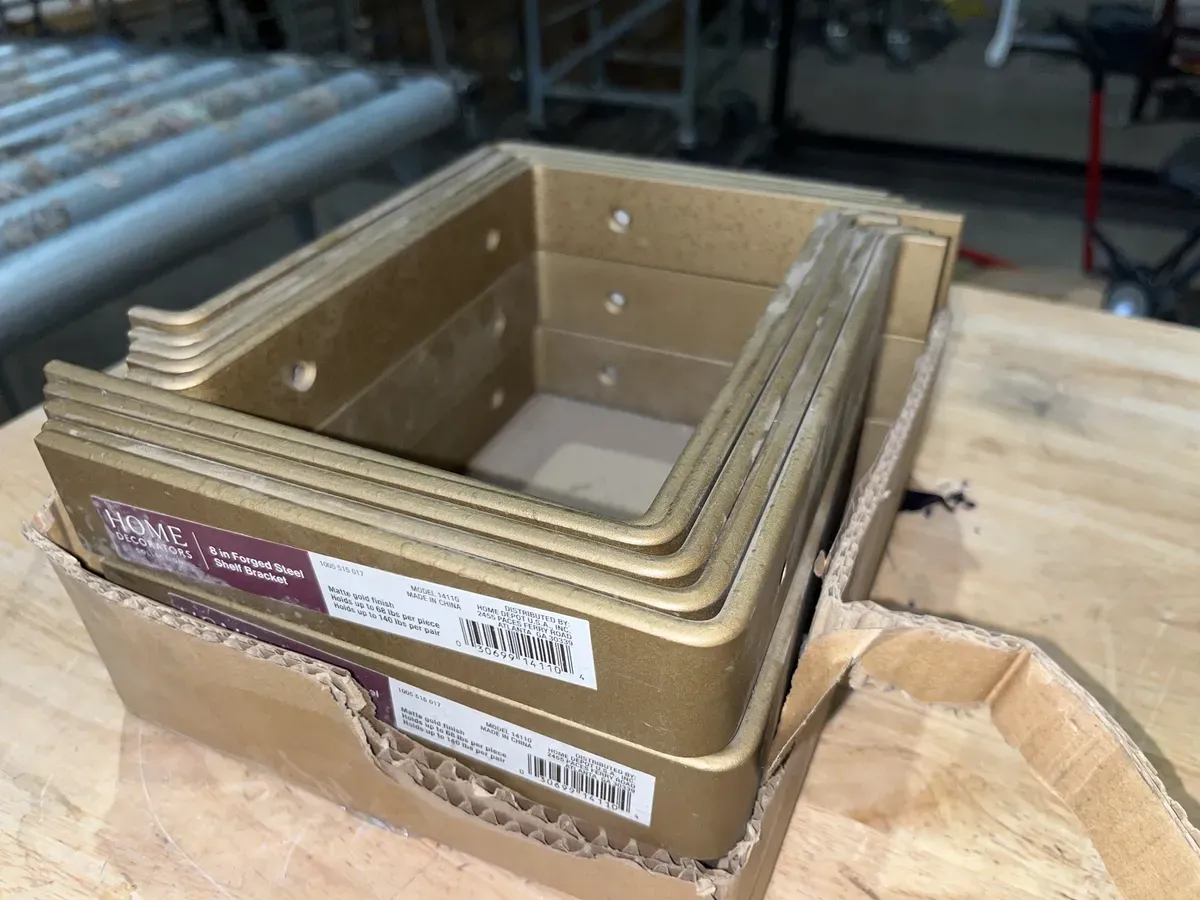 ***Pack of 28 pieces***Home Decorators Collection 8 in. Matte Gold Steel Shelf Bracket - image 1