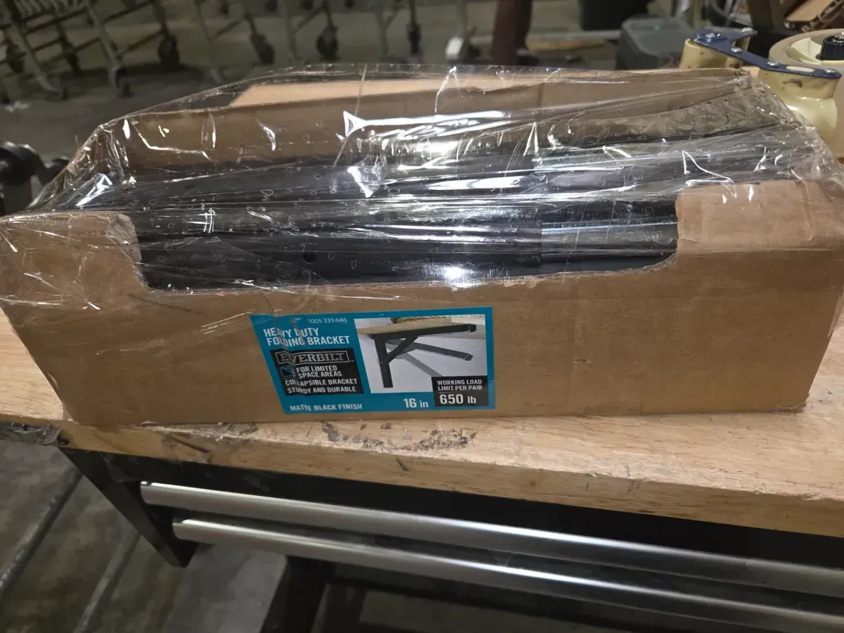 *** pack of 9***16 in. Matte Black Heavy-Duty Folding Shelf Bracket - image 5