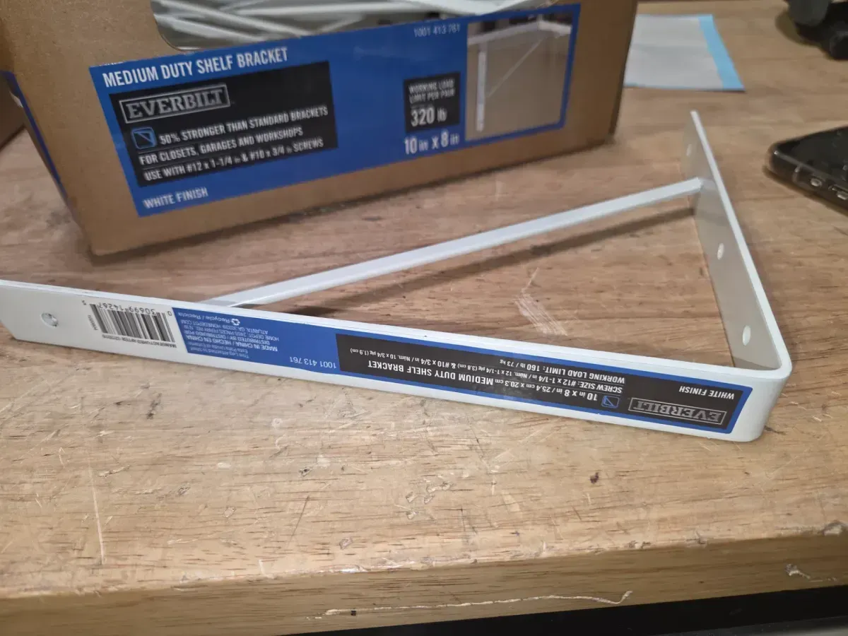 *** pack of 20 ***10 in. x 8 in. White Medium Duty Shelf Bracket - image 2