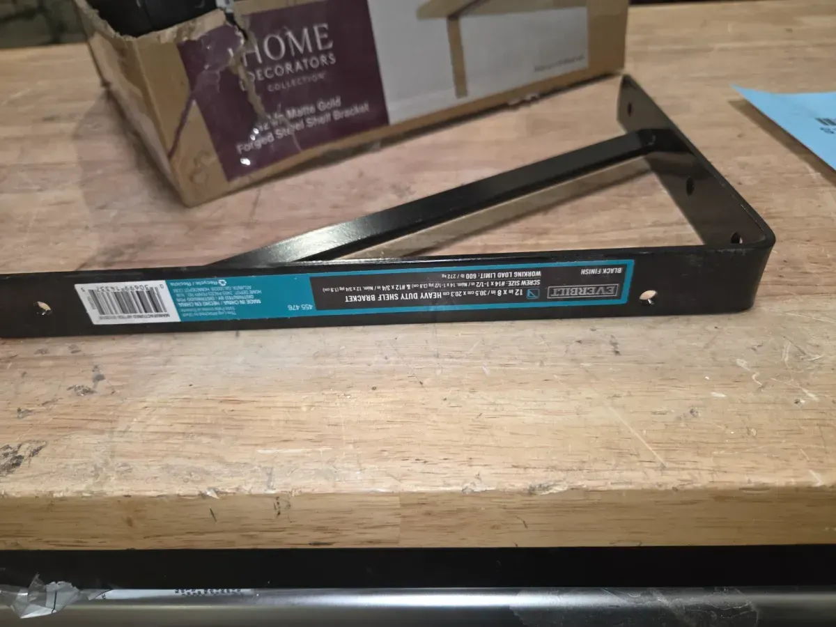 *** pack of 12***12 in. x 8 in. Black Heavy Duty Shelf Bracket - image 2