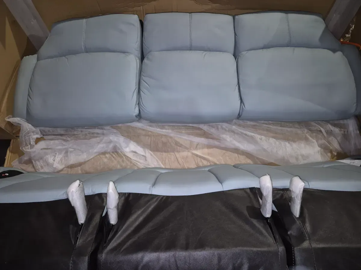 Loure 2-Piece Off White Leather Match Reclining Living Room Set with Pillow Top Arms and Adjustable Headrest - image 5