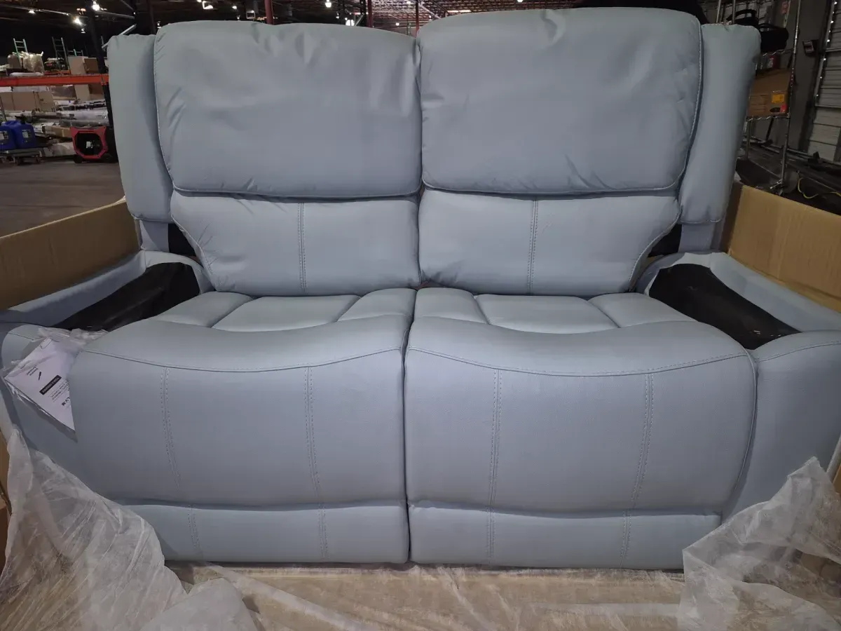 Loure 2-Piece Off White Leather Match Reclining Living Room Set with Pillow Top Arms and Adjustable Headrest - image 7